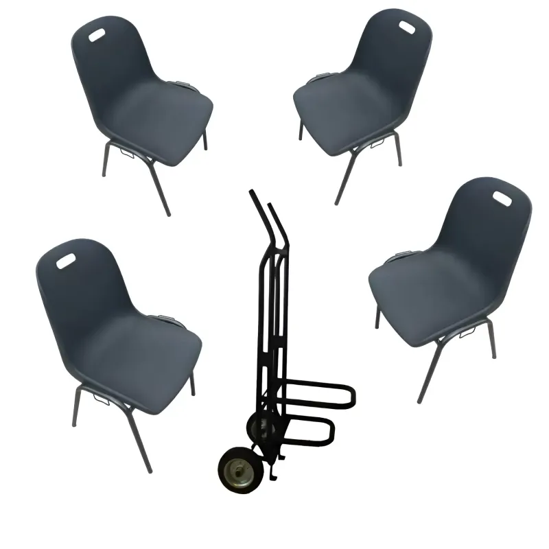 Diable porte chaise collectivité + 80 chaises coque Emma