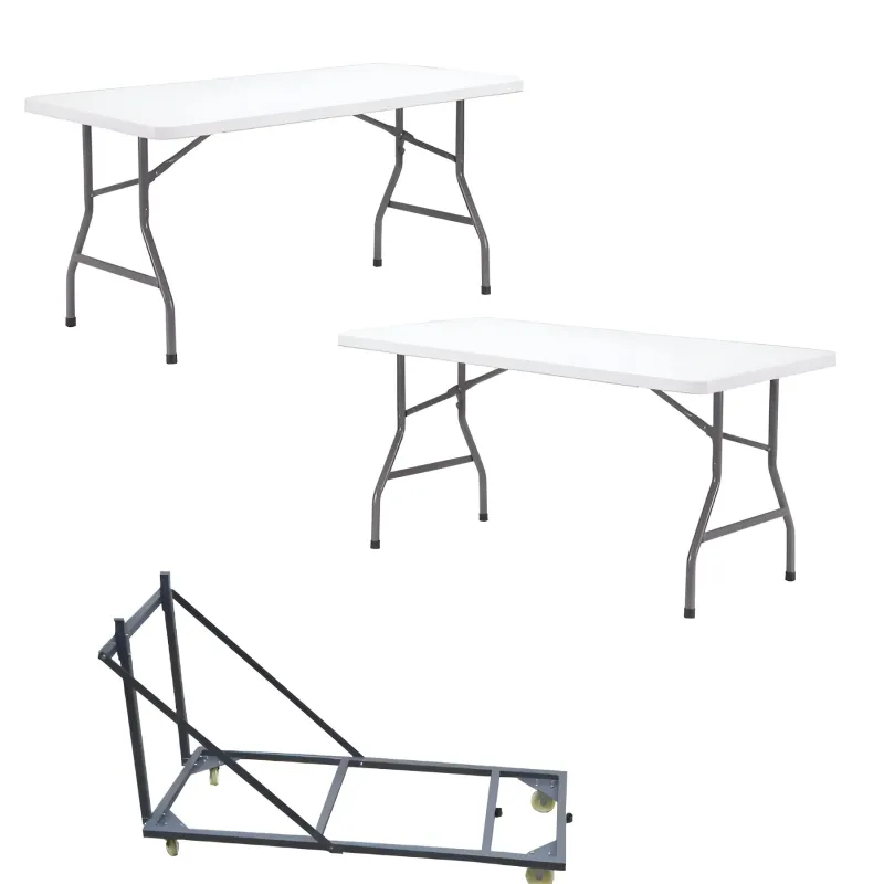 Lot de 10 tables collectivités + 1 chariot de transport