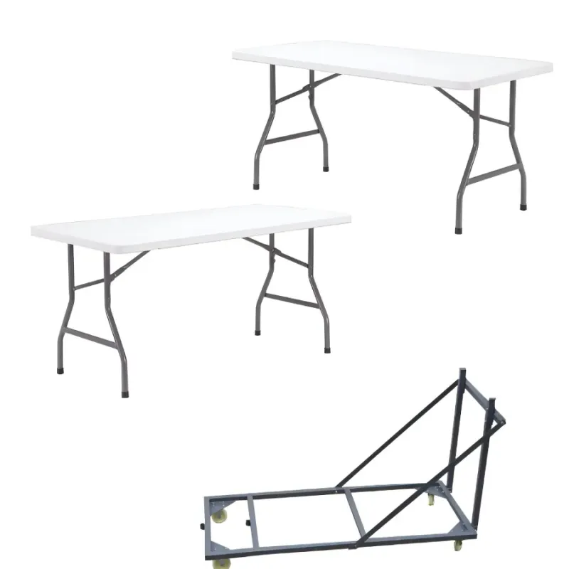 Tables polypro + chariot de transport